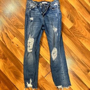 Flying monkey jeans, size 29. High rise, ankle straight leg style.